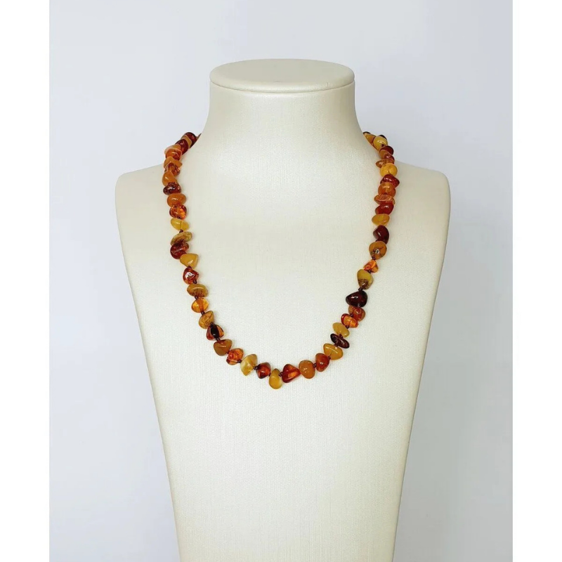 Çok Renkli Büyük Taşlı Baltık Damla Kehribar Kolye